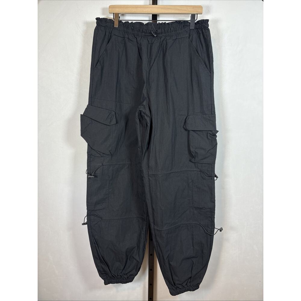 Halara Baggy Cargo Pants Women's XL Black Bungees Wide Leg Casual Pockets Y2K